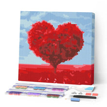 Charger l'image dans la galerie, Mini Diamond Painting 25x25cm - Broderie Diamant Arbre rouge Coeur