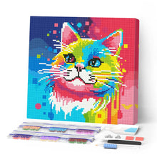 Charger l'image dans la galerie, Mini Diamond Painting 25x25cm - Broderie Diamant Chat Abstrait Pop Art