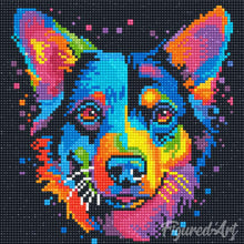 Charger l'image dans la galerie, Mini Diamond Painting 25x25cm - Chien Abstrait Pop Art Néon