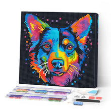 Charger l'image dans la galerie, Mini Diamond Painting 25x25cm - Broderie Diamant Chien Abstrait Pop Art Néon