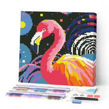 Charger l'image dans la galerie, Mini Diamond Painting 25x25cm - Broderie Diamant Flamant Rose Abstrait Pop Art