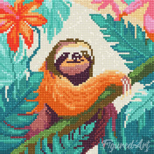 Charger l'image dans la galerie, Mini Diamond Painting 25x25cm - Paresseux Tropical