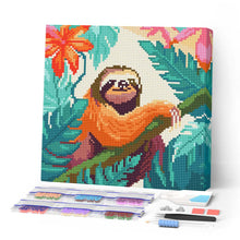 Charger l'image dans la galerie, Mini Diamond Painting 25x25cm - Broderie Diamant Paresseux Tropical