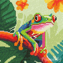 Charger l'image dans la galerie, Mini Diamond Painting 25x25cm - Rainette Tropicale aux Yeux Rouges