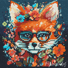Charger l'image dans la galerie, Mini Diamond Painting 25x25cm - Renard Fantaisie et Fleurs