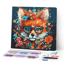 Charger l'image dans la galerie, Mini Diamond Painting 25x25cm - Broderie Diamant Renard Fantaisie et Fleurs
