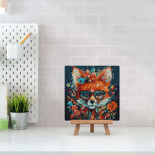 Charger l'image dans la galerie, Mini Diamond Painting 25x25cm - Renard Fantaisie et Fleurs