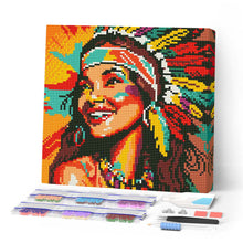 Charger l'image dans la galerie, Mini Diamond Painting 25x25cm - Broderie Diamant Femme Native Pop Art