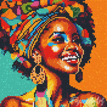 Charger l'image dans la galerie, Mini Diamond Painting 25x25cm - Reine Africaine Pop Art