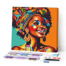 Charger l'image dans la galerie, Mini Diamond Painting 25x25cm - Broderie Diamant Reine Africaine Pop Art