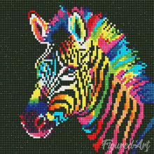 Charger l'image dans la galerie, Mini Diamond Painting 25x25cm - Zèbre Néon