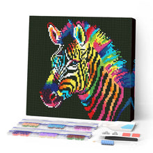 Charger l'image dans la galerie, Mini Diamond Painting 25x25cm - Broderie Diamant Zèbre Néon