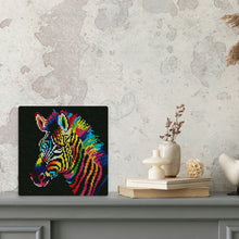 Charger l'image dans la galerie, Mini Diamond Painting 25x25cm - Zèbre Néon