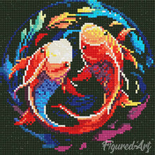 Charger l'image dans la galerie, Mini Diamond Painting 25x25cm - Carpes Koï Colorées