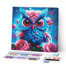 Charger l'image dans la galerie, Mini Diamond Painting 25x25cm - Broderie Diamant Petite Chouette Bleue