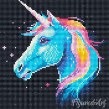 Charger l'image dans la galerie, Mini Diamond Painting 25x25cm - Licorne Néon
