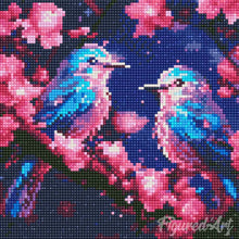 Charger l'image dans la galerie, Mini Diamond Painting 25x25cm - Mésanges Bleues scintillantes