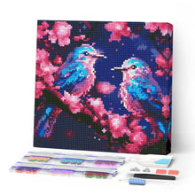 Charger l'image dans la galerie, Mini Diamond Painting 25x25cm - Broderie Diamant Mésanges Bleues scintillantes