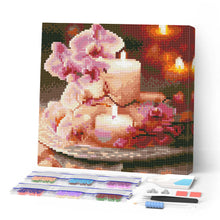 Charger l'image dans la galerie, Mini Diamond Painting 25x25cm - Broderie Diamant Orchidées et Bougies