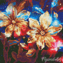 Charger l'image dans la galerie, Mini Diamond Painting 25x25cm - Fleurs Dorées Brillantes