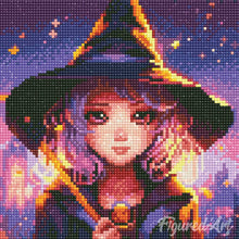 Charger l'image dans la galerie, Mini Diamond Painting 25x25cm - Charmante Petite Sorcière