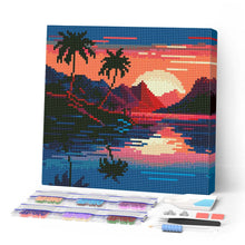 Charger l'image dans la galerie, Mini Diamond Painting 25x25cm - Broderie Diamant Mer et Coucher de Soleil