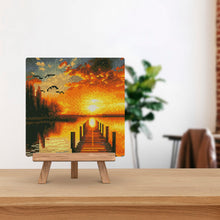 Charger l'image dans la galerie, Mini Diamond Painting 25x25cm - Coucher de Soleil sur le Lac Doré