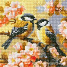 Charger l'image dans la galerie, Mini Diamond Painting 25x25cm - Couple d'Oiseaux parmi les Fleurs