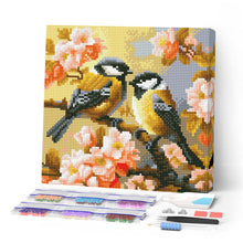 Charger l'image dans la galerie, Mini Diamond Painting 25x25cm - Broderie Diamant Couple d'Oiseaux parmi les Fleurs