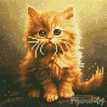 Charger l'image dans la galerie, Mini Diamond Painting 25x25cm - Mignon Petit Chaton Orange