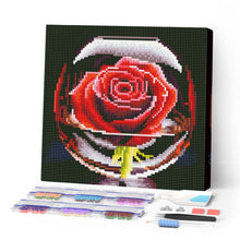 Charger l'image dans la galerie, Mini Diamond Painting 25x25cm - Broderie Diamant Rose Rouge dans le Verre
