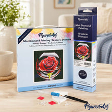 Charger l'image dans la galerie, Mini Diamond Painting 25x25cm - Rose Rouge dans le Verre