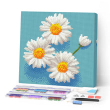 Charger l'image dans la galerie, Mini Diamond Painting 25x25cm - Broderie Diamant Jolies Marguerites Blanches