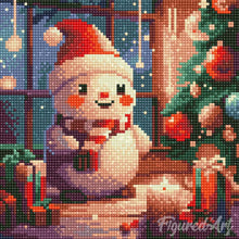 Charger l'image dans la galerie, Mini Diamond Painting 25x25cm - Joyeux Bonhomme de Neige dans la Chambre