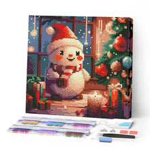 Charger l'image dans la galerie, Mini Diamond Painting 25x25cm - Broderie Diamant Joyeux Bonhomme de Neige dans la Chambre
