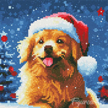 Charger l'image dans la galerie, Mini Diamond Painting 25x25cm - Chien Mignon à Noël
