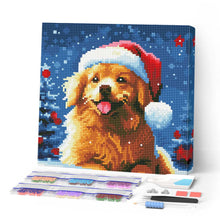 Charger l'image dans la galerie, Mini Diamond Painting 25x25cm - Broderie Diamant Chien Mignon à Noël