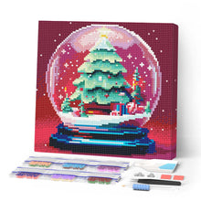 Charger l'image dans la galerie, Mini Diamond Painting 25x25cm - Broderie Diamant Boule à Neige et Sapin de Noël