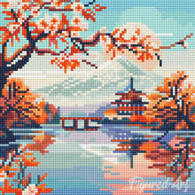 Charger l&#39;image dans la galerie, Mini Diamond Painting 25x25cm - Lac et Mont Fuji