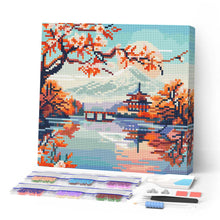 Charger l'image dans la galerie, Mini Diamond Painting 25x25cm - Broderie Diamant Lac et Mont Fuji