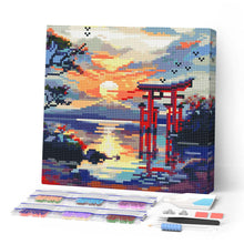 Charger l'image dans la galerie, Mini Diamond Painting 25x25cm - Broderie Diamant Porte Torii au coucher du soleil