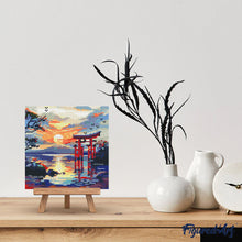 Charger l&#39;image dans la galerie, Mini Diamond Painting 25x25cm - Porte Torii au coucher du soleil