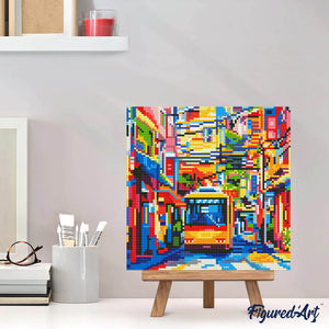 Mini Diamond Painting 25x25cm - Bus de la Ville de Tokyo