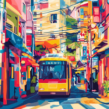 Charger l&#39;image dans la galerie, Mini Diamond Painting 25x25cm - Broderie Diamant Bus de la Ville de Tokyo
