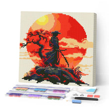 Charger l'image dans la galerie, Mini Diamond Painting 25x25cm - Broderie Diamant Samourai au coucher du soleil