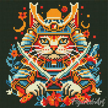 Charger l&#39;image dans la galerie, Mini Diamond Painting 25x25cm - Chat Samouraï