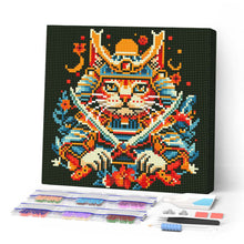 Charger l'image dans la galerie, Mini Diamond Painting 25x25cm - Broderie Diamant Chat Samouraï