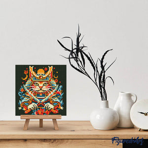 Mini Diamond Painting 25x25cm - Chat Samouraï