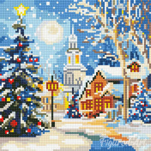 Charger l&#39;image dans la galerie, Mini Diamond Painting 25x25cm - Rue de Noël Enneigée