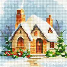 Charger l&#39;image dans la galerie, Mini Diamond Painting 25x25cm - Maison en Briques sous la Neige